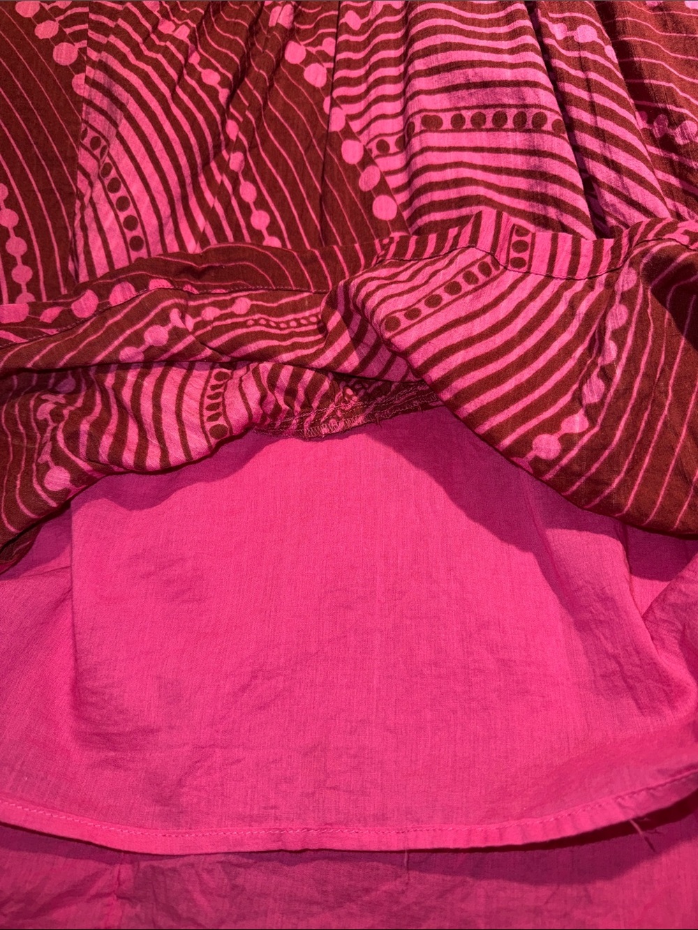 Maeve by Anthropologie Bright Pink Swirl Print Ruffle Hem Dress-The Cassandra - Picture 6 of 15
